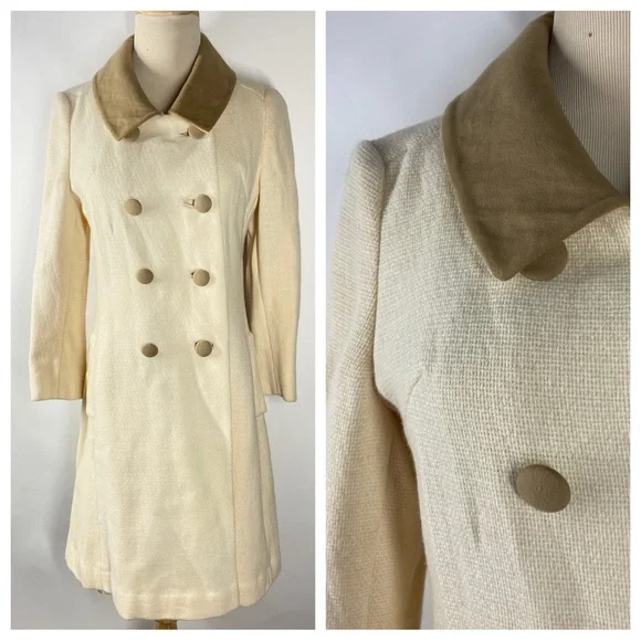Vintage 60s Jackie Stuart Juniors G. Fox Small Button Jacket Coat Suede Collar